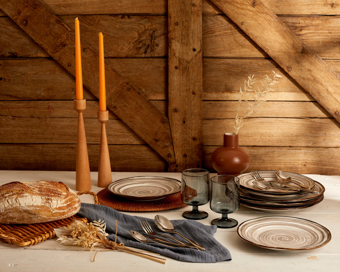 Jolene Wooden Candle Holders Set-1