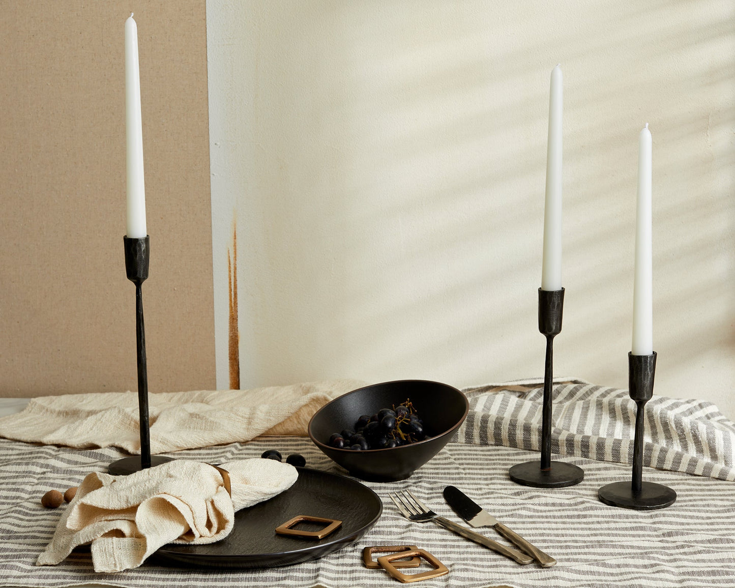 Margo Black Rustic Candle Holder Set-1