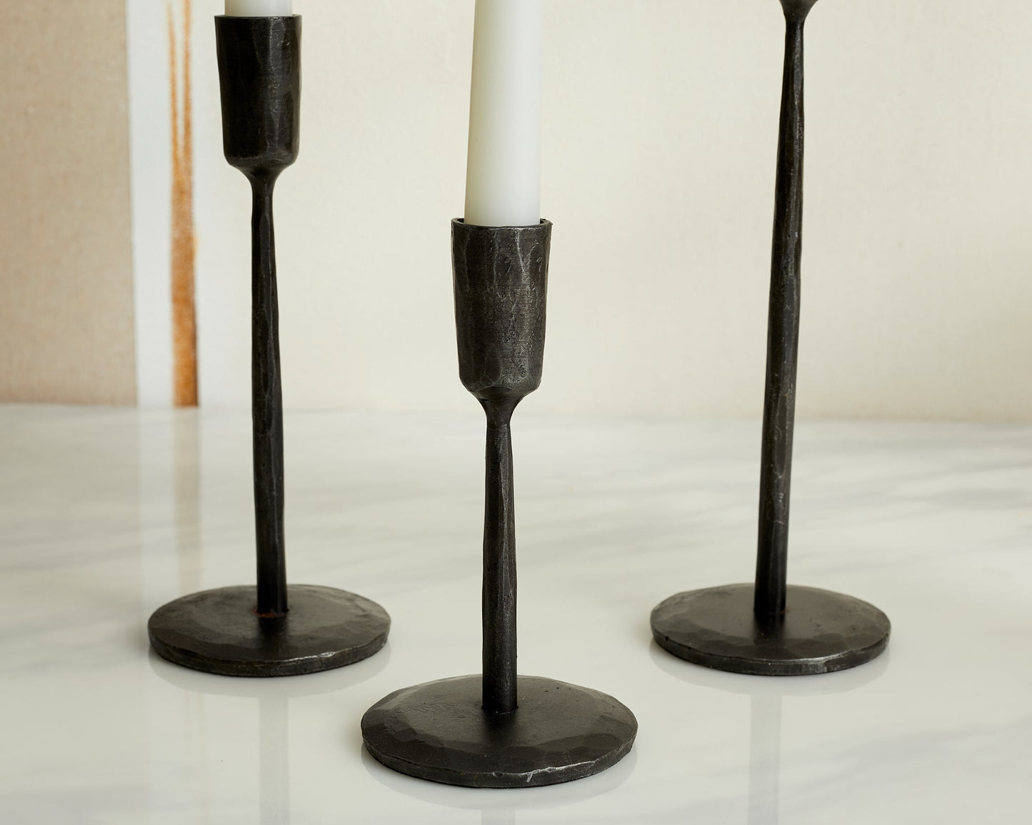 Margo Black Rustic Candle Holder Set-2