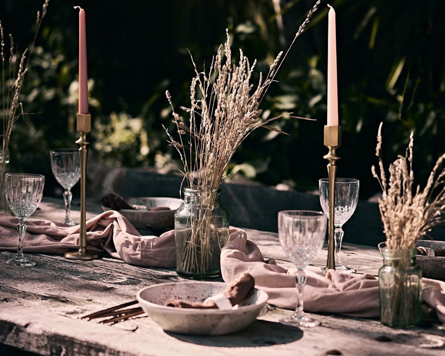 Jenna Brass Candle Holders Set-3