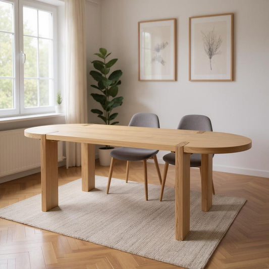 91" Light Brown Wood Oval Dining Table-0
