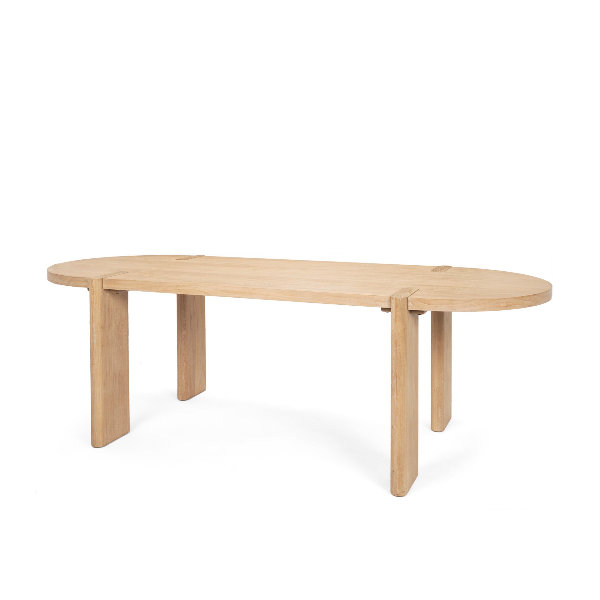 91" Light Brown Wood Oval Dining Table-1