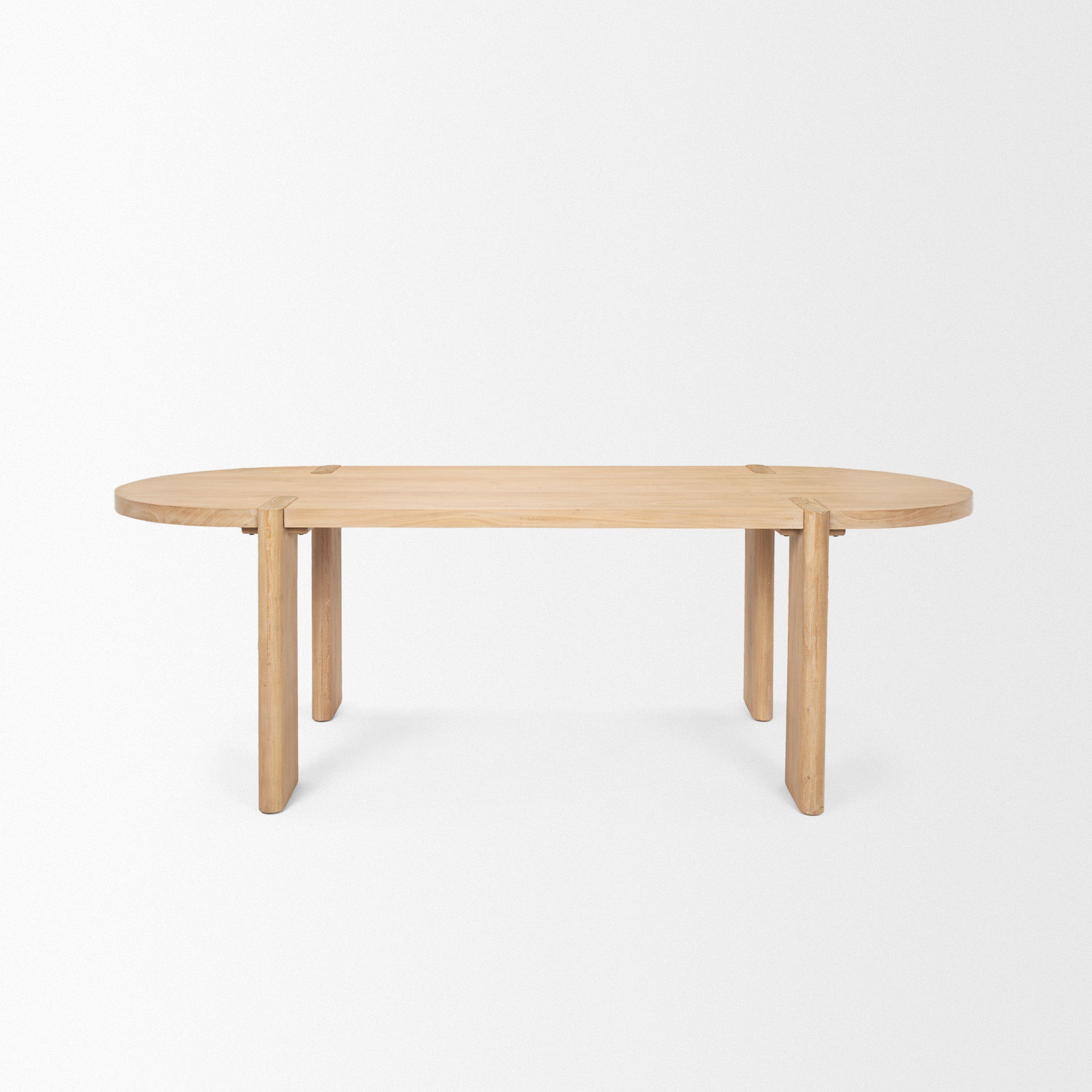 91" Light Brown Wood Oval Dining Table-2