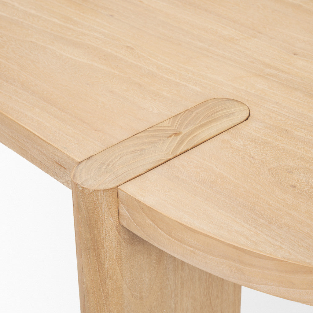 91" Light Brown Wood Oval Dining Table-7
