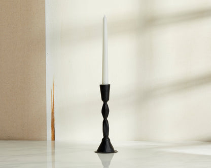 Viena Sculpture Shape Iron Black Candle Holder-0