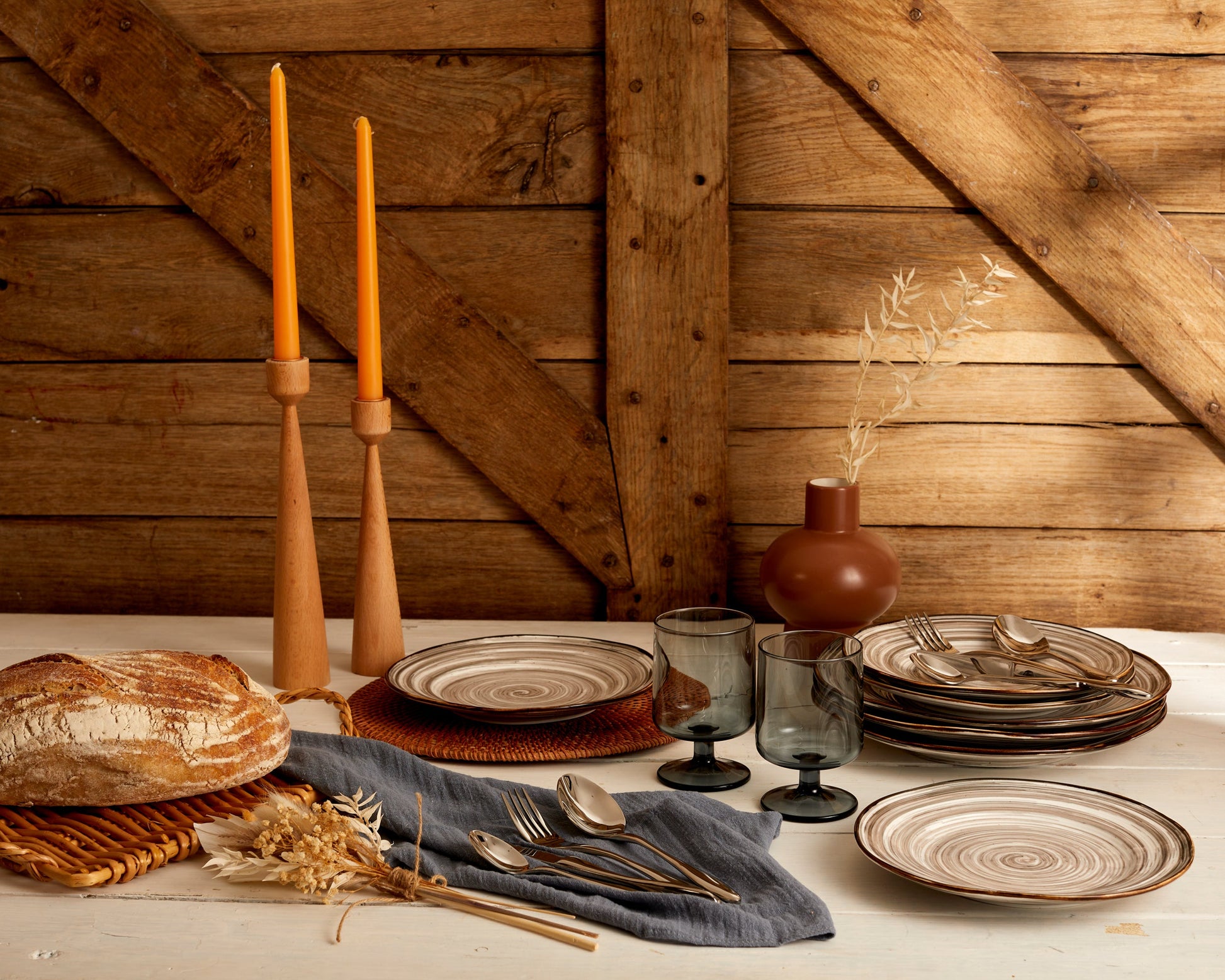 Jolene Wooden Candle Holders Set-1