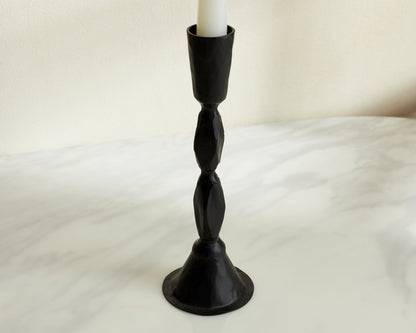 Viena Sculpture Shape Iron Black Candle Holder-2